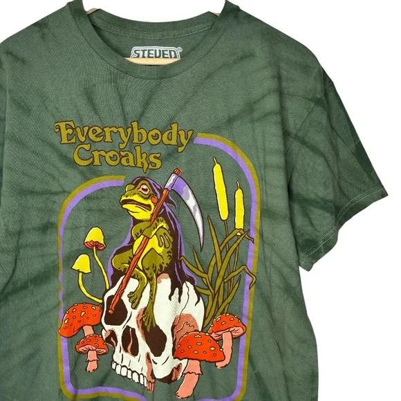 Steven Rhodes | Everybody Croaks Graphic Tee Green | Size M - Picture 2 of 6